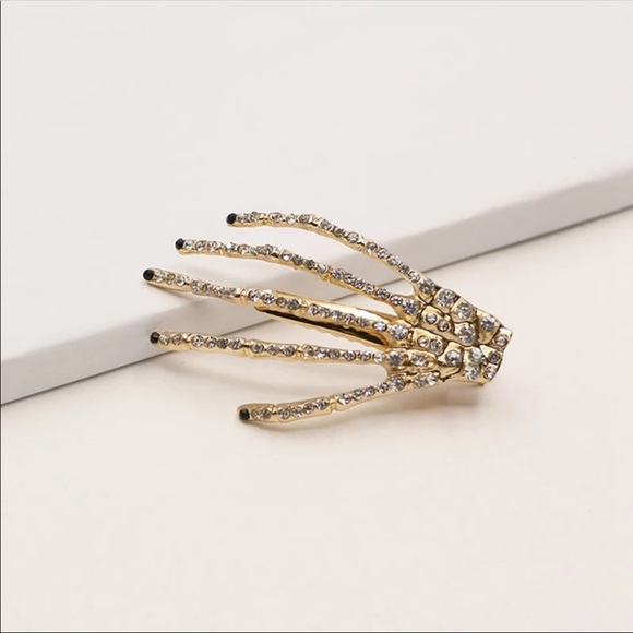 Rhinestone Skeleton Hand Hair Clip (1 Pc) - Picture 2 of 5